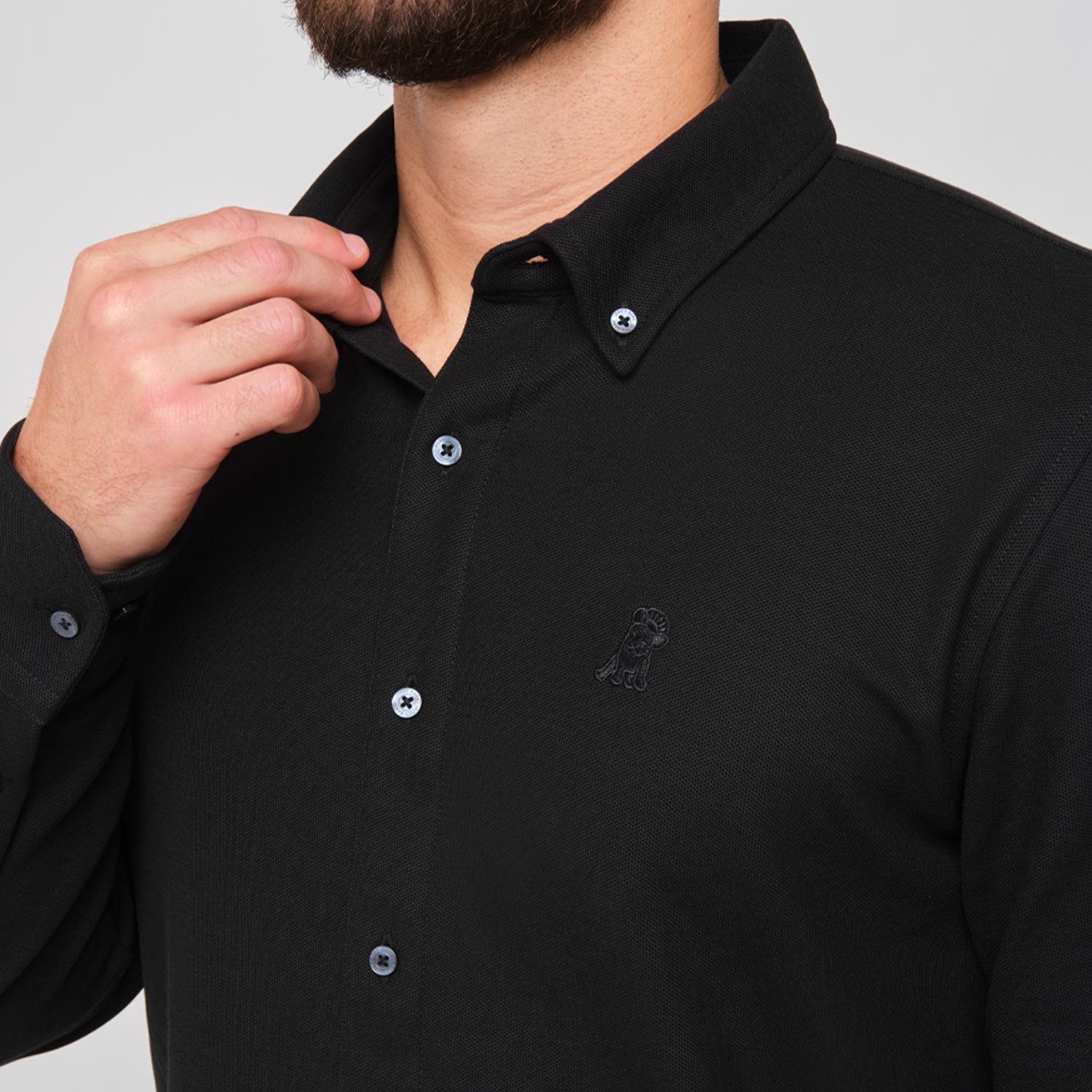 Men's Pique Button Down Shirt - JAMES BARK