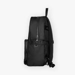 Side view showing the durable zippers and a metal D-ring attachment