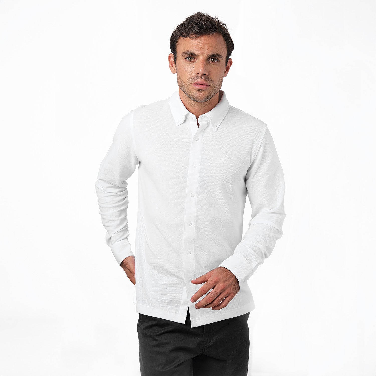 Men's Pique Button Down Shirt - JAMES BARK