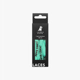 James Bark packaging for turquoise shoelaces.
