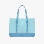 The James Bark tote bag in a two-tone blue design with branded straps and a centered dog logo
