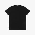 Back picture of a black t-shirt on a white background