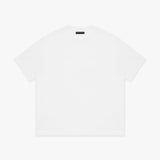 Back view of a white t-shirt on a white background