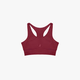 Red sports bra on a white background