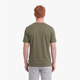Man wearing a green t-shirt on a white background