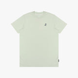 Light green t-shirt with a small logo on a white background