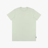 Light green t-shirt with a small logo on a white background