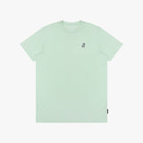 Light green t-shirt with a small logo on a white background