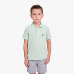 Boy wearing light mint polo shirt