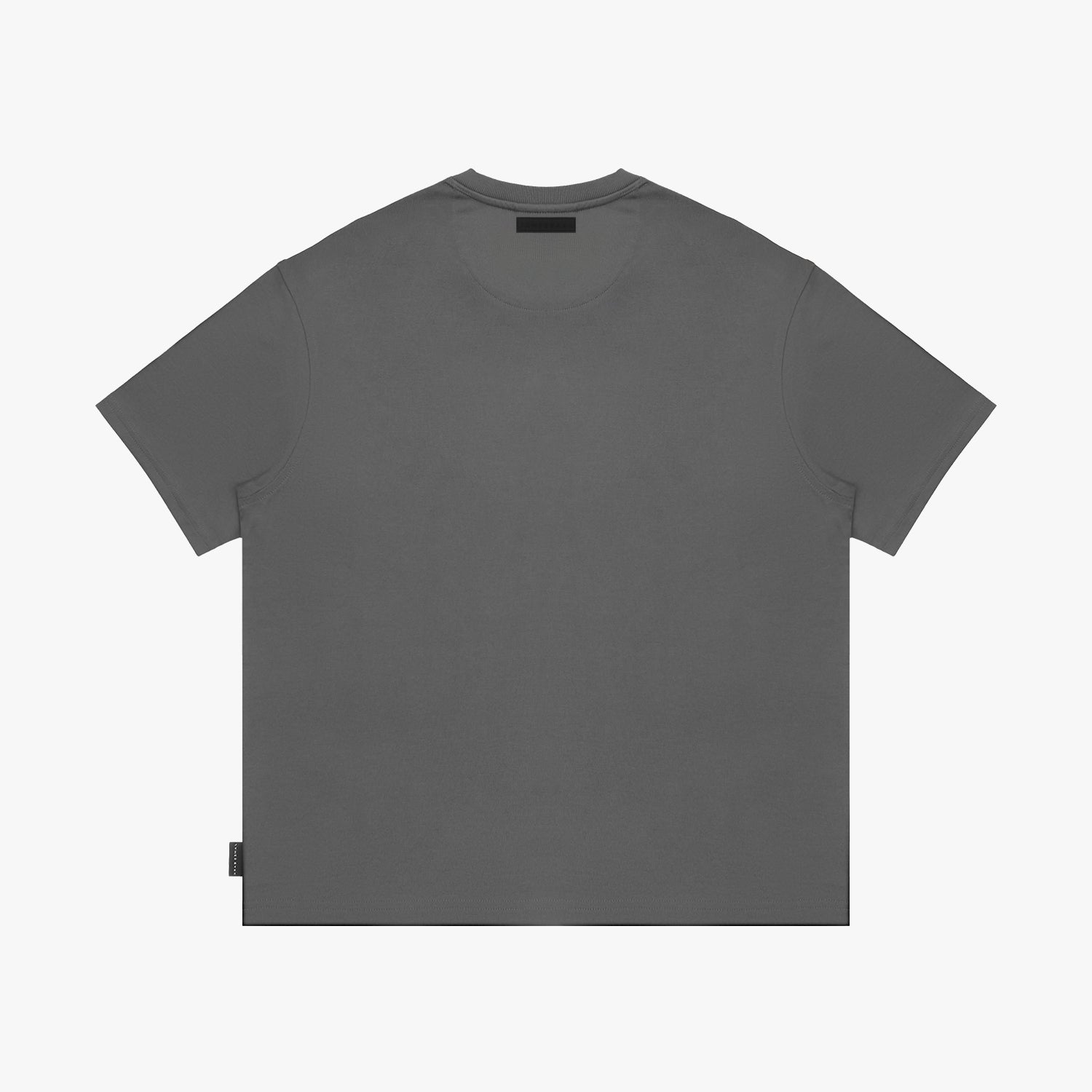 Back view of a gray t-shirt on a white background