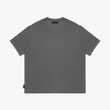 Back view of a gray t-shirt on a white background