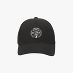 Black James Bark cap with a circular black and white patch that reads "GOLF CLUB PRIVÉ SOCIETY"