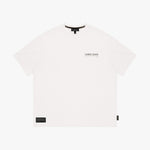 White t-shirt with 'JAMES BARK' branding on a white background