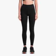 Person wearing black leggings on a white background