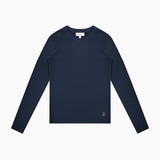 Navy long-sleeve shirt on a white background