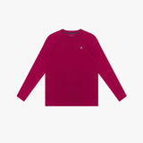 Red long-sleeve rashguard on a white background
