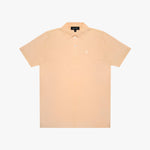 Beige polo shirt with a small logo on a white background