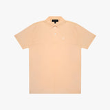 Beige polo shirt with a small logo on a white background
