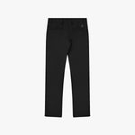 Back view of black pants on a white background