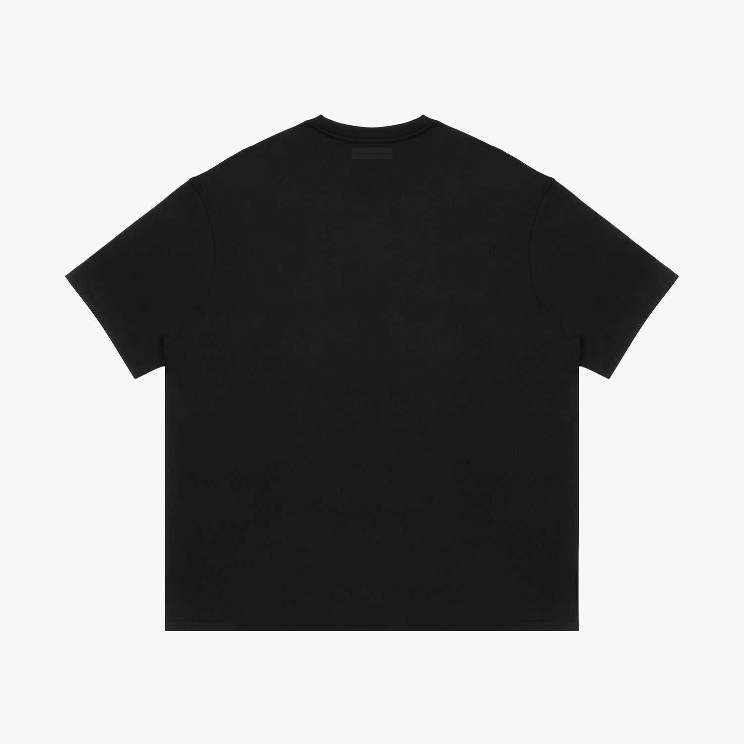 Back view of a black t-shirt on a white background