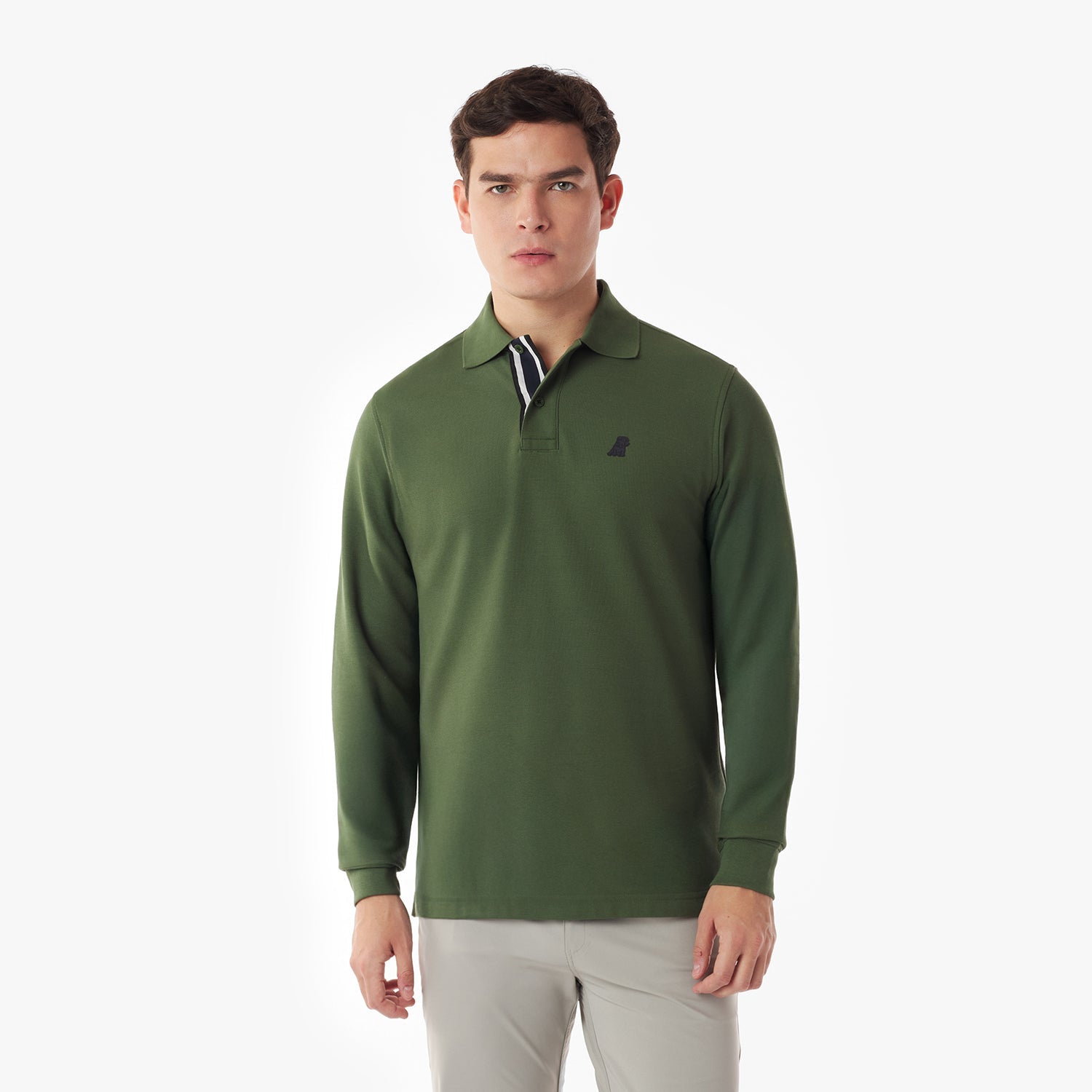 Men's Long Sleeve Striped Polo Shirt - JAMES BARK