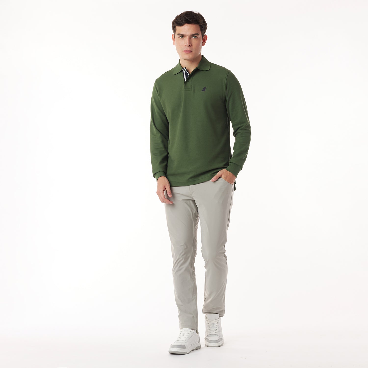 Men's Long Sleeve Striped Polo Shirt - JAMES BARK