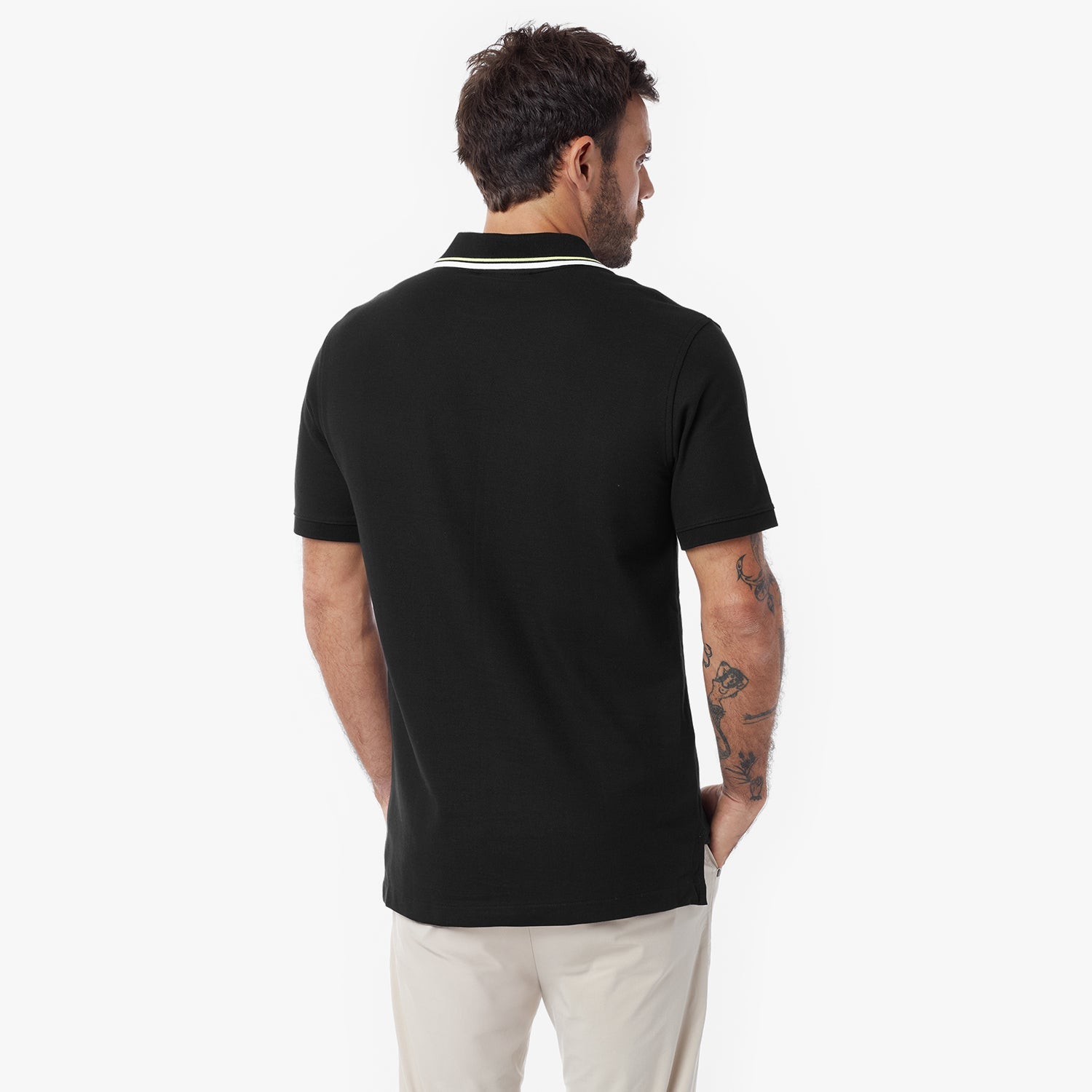 Men's Stripe Collar Polo Shirt - JAMES BARK