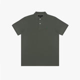Dark green polo shirt with a small logo on a white background