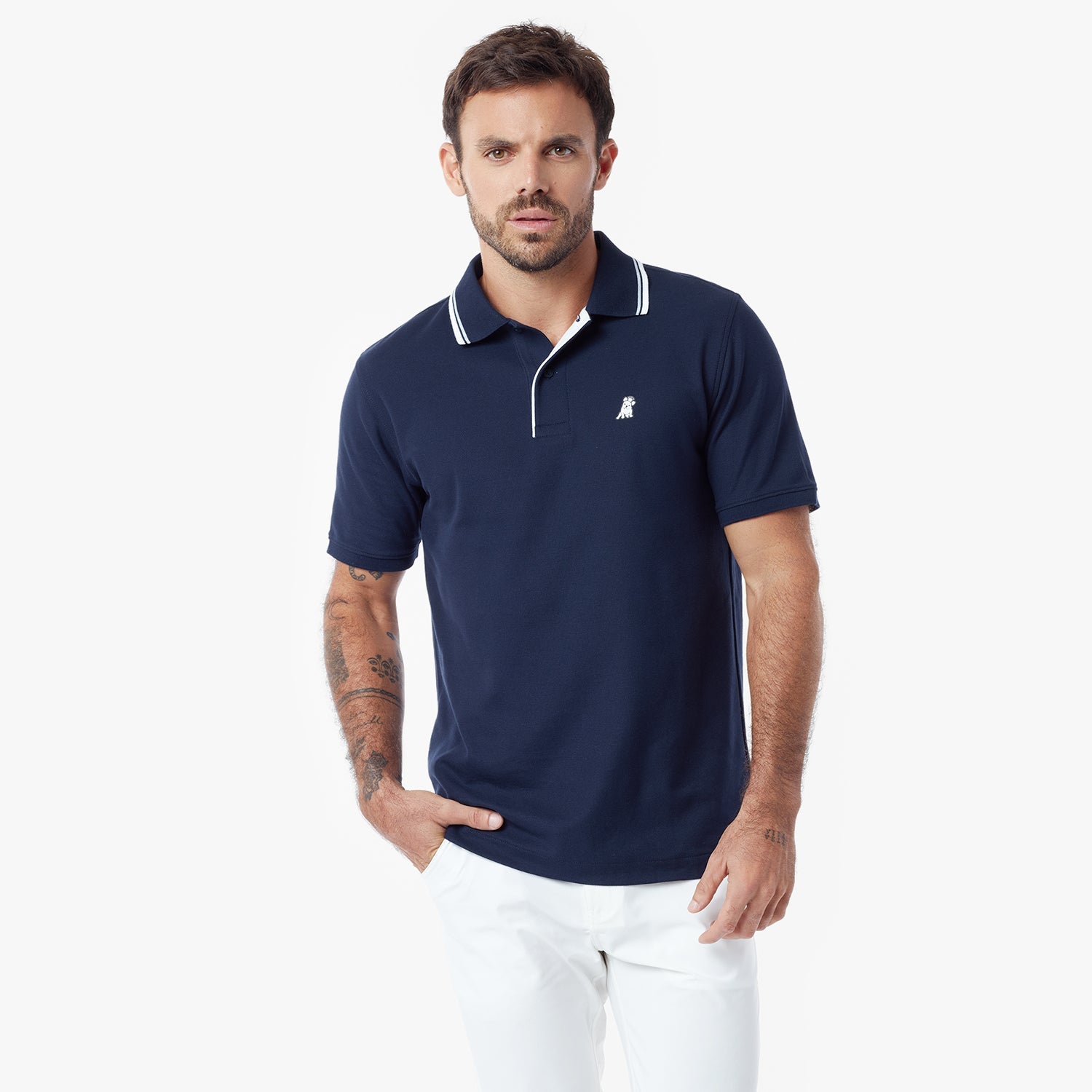 Men's Stripe Collar Polo Shirt - JAMES BARK