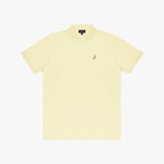 Light yellow polo shirt with a small logo on a white background