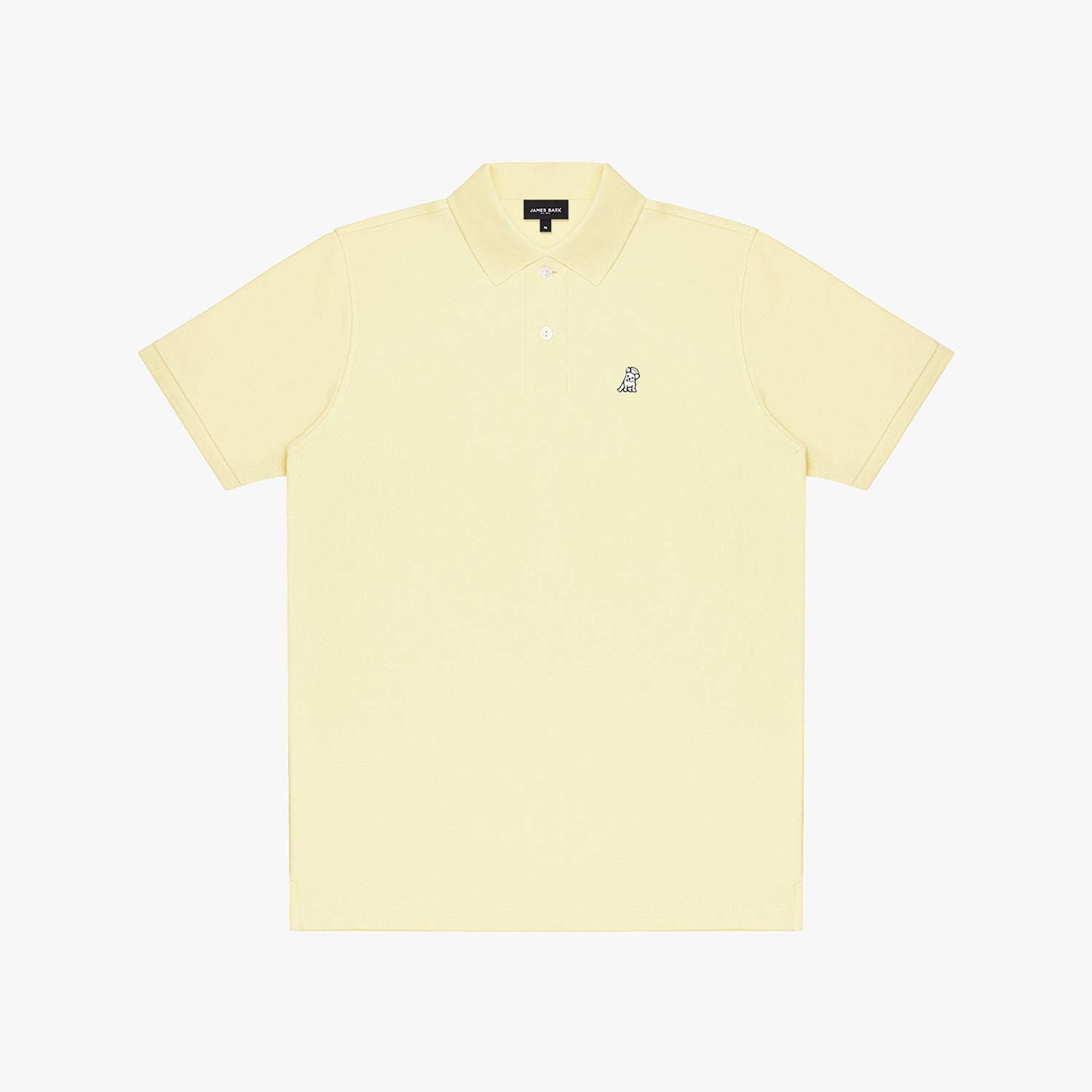 Light yellow polo shirt with a small logo on a white background