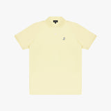Light yellow polo shirt with a small logo on a white background