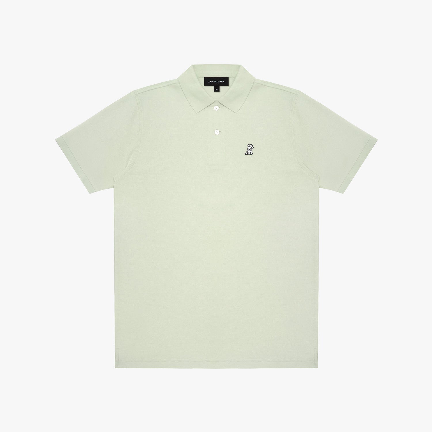 Light green polo shirt with a small logo on a white background