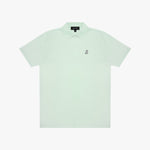 Light green polo shirt with a small logo on a white background