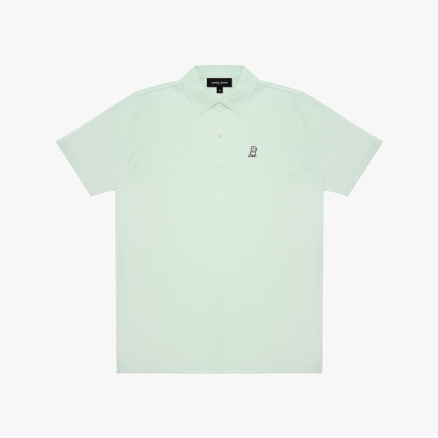 Light green polo shirt with a small logo on a white background