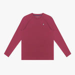 Maroon long-sleeve rashguard on a white background
