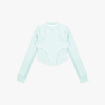 Light blue long-sleeve rashguard on a white background