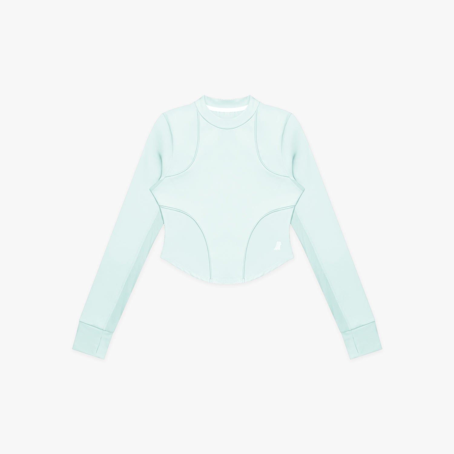 Light blue long-sleeve rashguard on a white background