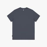 Back view of a dark gray t-shirt on a white background
