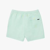 Back of the light green shorts with a small logo on a white background