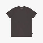 Black t-shirt with a brand label on a white background