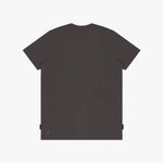 Back view of a black t-shirt on a white background