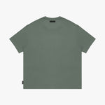 Back view of a green t-shirt on a white background