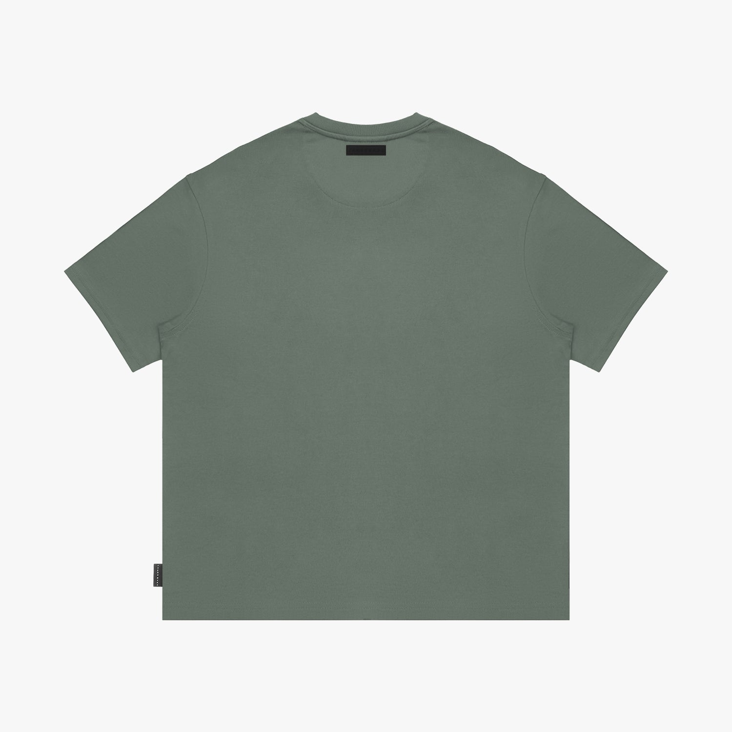 Back view of a green t-shirt on a white background