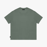 Back view of a green t-shirt on a white background