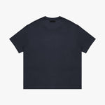 Back view of a navy t-shirt on a white background