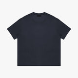 Back view of a navy t-shirt on a white background