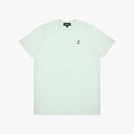 Light green t-shirt with a small logo on a white background