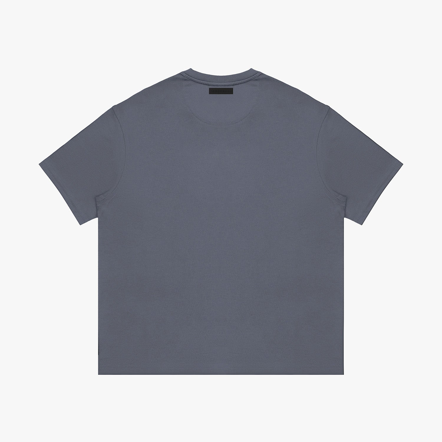 Back view of a plain gray t-shirt on a white background