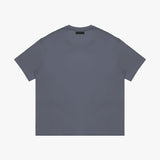Back view of a plain gray t-shirt on a white background